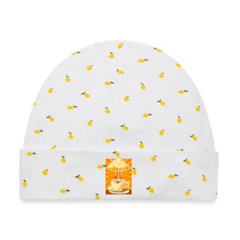Surrealer Wolkenkaffee-Ausbruch - Baby Premium Organic Mütze - Weiß/Zitronengelb - Vorne