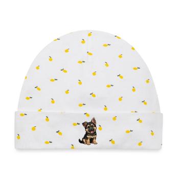 Duitse_Herder_puppy_lief - Baby Premium Organic Mütze - Weiß/Zitronengelb - Vorne