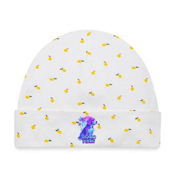 Retro Beagle Hund Vibes - Baby Premium Organic Mütze - Weiß/Zitronengelb - Vorne