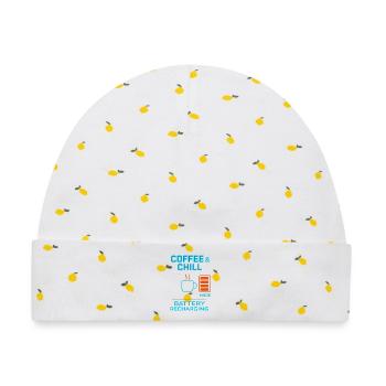 coffe and chill battery recharging - Baby Premium Organic Mütze - Weiß/Zitronengelb - Vorne