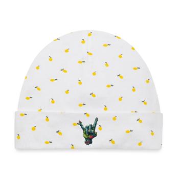 Zombie Hand Rock Zeichen Illustration - Baby Premium Organic Mütze - Weiß/Zitronengelb - Vorne