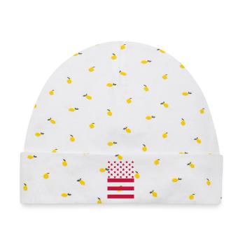 Red Flag – Stars & Stripes Design - Baby Premium Organic Mütze - Weiß/Zitronengelb - Vorne