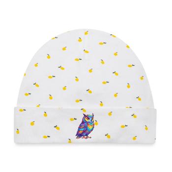 Bunte Eulen-Regenbogen-Pop-Art-Aquarell - Baby Premium Organic Mütze - Weiß/Zitronengelb - Vorne