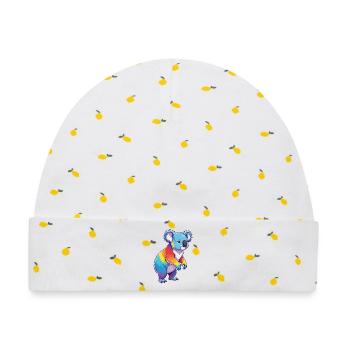 Buntes Koala-Regenbogen-Pop-Art-Aquarell - Baby Premium Organic Mütze - Weiß/Zitronengelb - Vorne