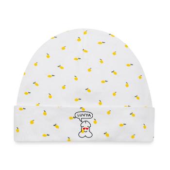 lustiges Junior-Luvya-Emoticon - Baby Premium Organic Mütze - Weiß/Zitronengelb - Vorne