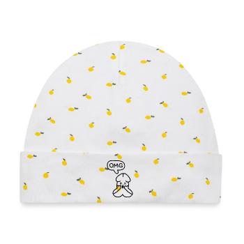 lustiges Junior OMG Emoticon - Baby Premium Organic Mütze - Weiß/Zitronengelb - Vorne