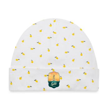 Geteiltes Diokletians Palac Vintage-Reiseabzeichen - Baby Premium Organic Mütze - Weiß/Zitronengelb - Vorne