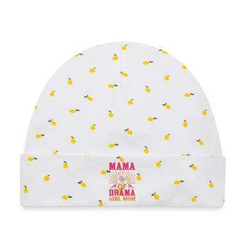 Mama Of Drama Girl Mama Lustiges Shirt - Baby Premium Organic Mütze - Weiß/Zitronengelb - Vorne