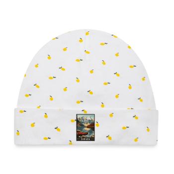 Entdecken Sie den Moraine Lake Canada Banff Nationalpark - Baby Premium Organic Mütze - Weiß/Zitronengelb - Vorne