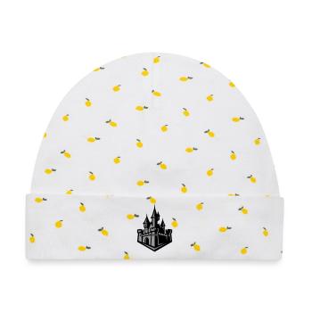 Mittelalterliche Burg Silhouette - Baby Premium Organic Mütze - Weiß/Zitronengelb - Vorne
