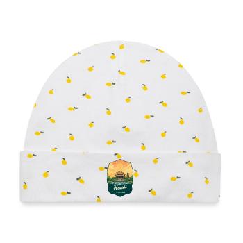 Hanoi Vietnam Vintage Sunset Reiseabzeichen - Baby Premium Organic Mütze - Weiß/Zitronengelb - Vorne