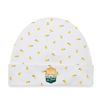 Abu Dhabi Grand Mosque Retro Sunset Abzeichen - Baby Premium Organic Mütze - Weiß/Zitronengelb - Vorne