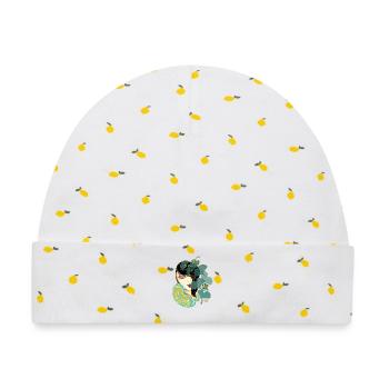 Ginkgo-Schönheit im Jugendstil - Baby Premium Organic Mütze - Weiß/Zitronengelb - Vorne