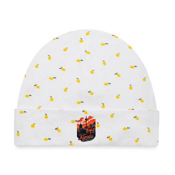Kyoto Skyline – Japanisches Design - Baby Premium Organic Mütze - Weiß/Zitronengelb - Vorne