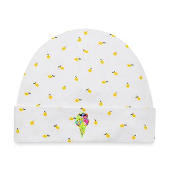 Retro Eis Vintage Kinder Kind 60er  - Baby Premium Organic Mütze - Weiß/Zitronengelb - Vorne
