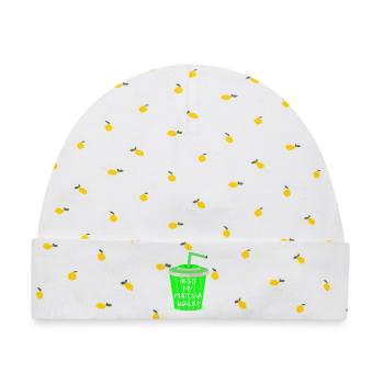 Matcha Walk - Baby Premium Organic Mütze - Weiß/Zitronengelb - Vorne