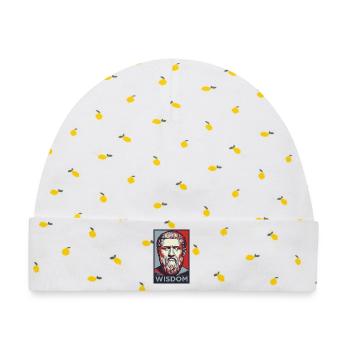 Wisdom Portrait Pop Art - Baby Premium Organic Mütze - Weiß/Zitronengelb - Vorne