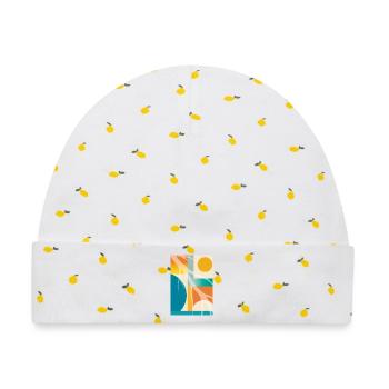 Abstrakte Geometrie mit organischen Formen Retro  - Baby Premium Organic Mütze - Weiß/Zitronengelb - Vorne