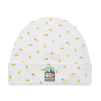 40+ und bergverliebt (mint-pink) - Baby Premium Organic Mütze - Weiß/Zitronengelb - Vorne