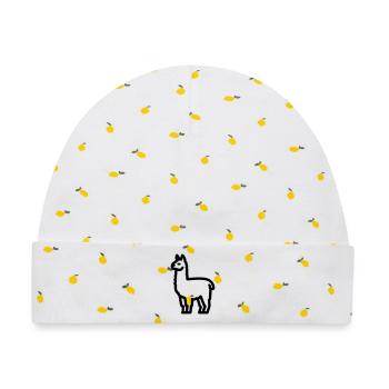 Baby Llama - Baby Premium Organic Mütze - Weiß/Zitronengelb - Vorne