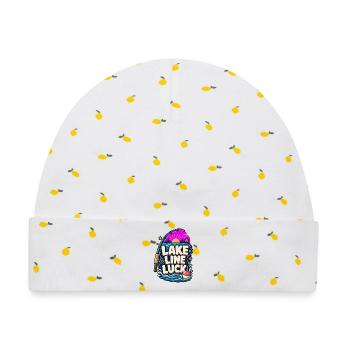 LAKE LINE LUCK Angeln - Baby Premium Organic Mütze - Weiß/Zitronengelb - Vorne