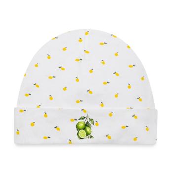 Limette Aquarell  - Baby Premium Organic Mütze - Weiß/Zitronengelb - Vorne