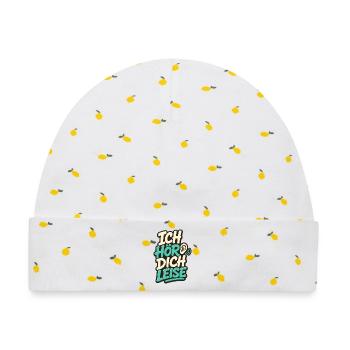 ICH HÖR DICH LEISE - Baby Premium Organic Mütze - Weiß/Zitronengelb - Vorne