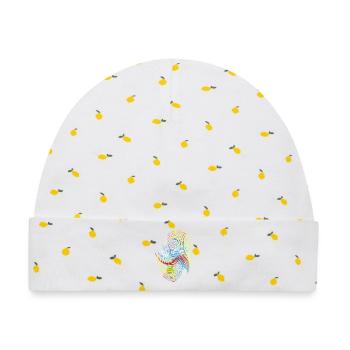 Regenbogenspirale Neon Muster - Baby Premium Organic Mütze - Weiß/Zitronengelb - Vorne