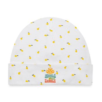 Namaste Lotus Flower Boho Vintage Yoga Meditation - Baby Premium Organic Mütze - Weiß/Zitronengelb - Vorne