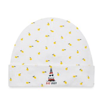 Bad Buoy – Lustiger Bad Boy Spruch - Baby Premium Organic Mütze - Weiß/Zitronengelb - Vorne