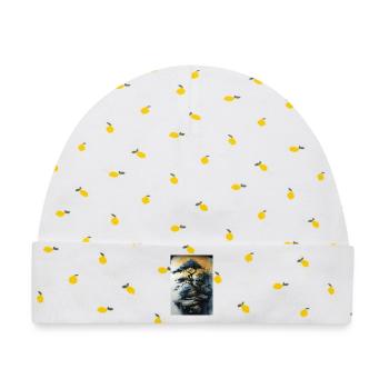 Einsame Kiefer auf leuchtender Klippe - Baby Premium Organic Mütze - Weiß/Zitronengelb - Vorne