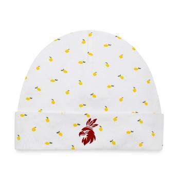 Adler mit traditionellem minimalistischem Wappen - Baby Premium Organic Mütze - Weiß/Zitronengelb - Vorne