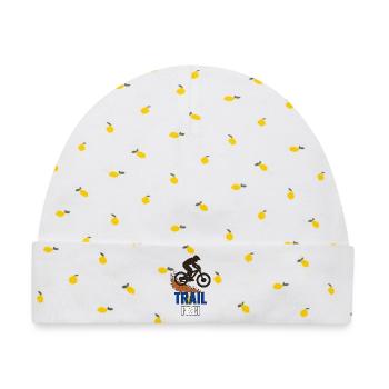 Trail frei – Mountainbike Silhouette Shirt - Baby Premium Organic Mütze - Weiß/Zitronengelb - Vorne