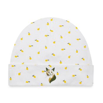 Elegante Katze – Vintage Tierillustration - Baby Premium Organic Mütze - Weiß/Zitronengelb - Vorne