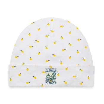 Segeln Segler Segelboot Skipper Lustiger Spruch - Baby Premium Organic Mütze - Weiß/Zitronengelb - Vorne