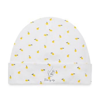 Frauengesicht – Minimalistische Linienkunst - Baby Premium Organic Mütze - Weiß/Zitronengelb - Vorne