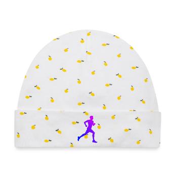 Geschenkidee für einen Running mit Running - Baby Premium Organic Mütze - Weiß/Zitronengelb - Vorne