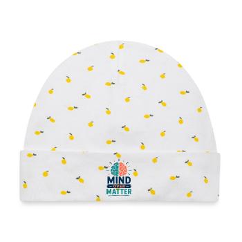 Mind Over Matter Gehirn Motivation Statement Shirt - Baby Premium Organic Mütze - Weiß/Zitronengelb - Vorne