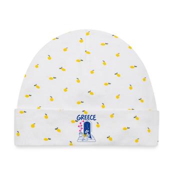 Griechischer Sommer - Baby Premium Organic Mütze - Weiß/Zitronengelb - Vorne