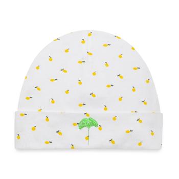 Gingko Blatt - Baby Premium Organic Mütze - Weiß/Zitronengelb - Vorne