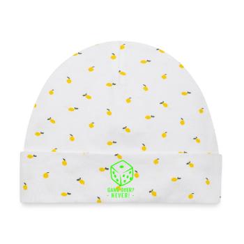 GAME OVER? - NEVER! - Baby Premium Organic Mütze - Weiß/Zitronengelb - Vorne