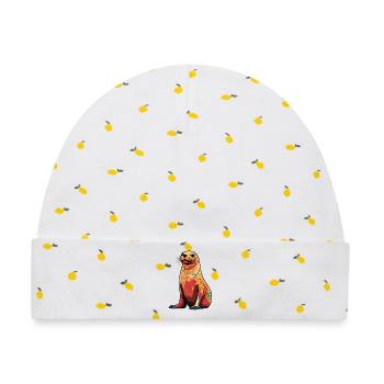 Bunter Seelöwen-Illustration - Baby Premium Organic Mütze - Weiß/Zitronengelb - Vorne