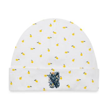 Abstrakt Gorilla Bouldern – Modernes Design - Baby Premium Organic Mütze - Weiß/Zitronengelb - Vorne