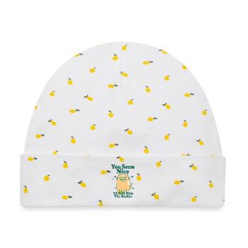  lustiges Katzen Motiv schwarzer Humor - Baby Premium Organic Mütze - Weiß/Zitronengelb - Vorne