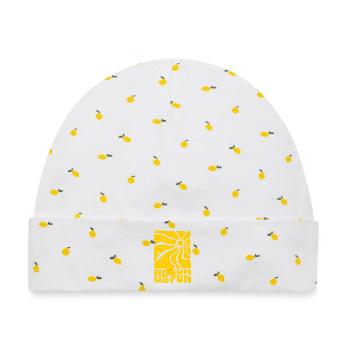 Sonnenkreis No Sun No Fun - Baby Premium Organic Mütze - Weiß/Zitronengelb - Vorne
