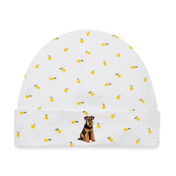 Airedale Terrier-Hund - Baby Premium Organic Mütze - Weiß/Zitronengelb - Vorne