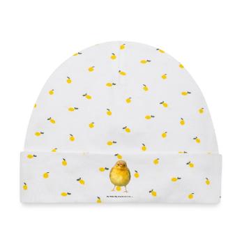 Frecher Vogel Der frühe Vogel kann mich mal - Baby Premium Organic Mütze - Weiß/Zitronengelb - Vorne