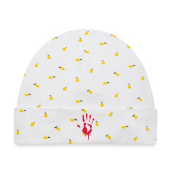 Handabdruck Graffiti - Baby Premium Organic Mütze - Weiß/Zitronengelb - Vorne