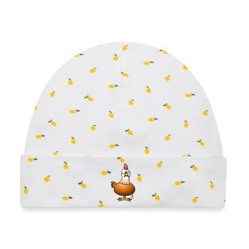Huhn - Hühnchen - Baby Premium Organic Mütze - Weiß/Zitronengelb - Vorne
