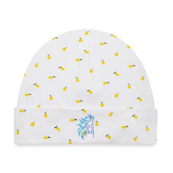Blue Horse - Baby Premium Organic Mütze - Weiß/Zitronengelb - Vorne